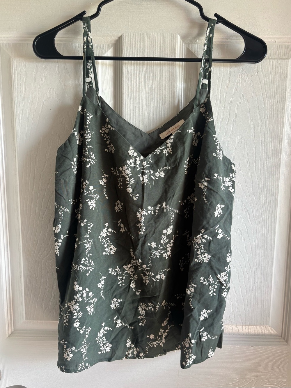 Skies Are Blue Olive Green Floral V-Neck Cami